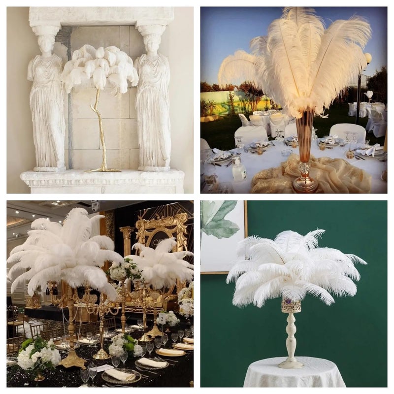 Sowder 5pcs Ostrich Feathers 16-18inch(40-45cm) Home Wedding Decoration(White) - Image 4